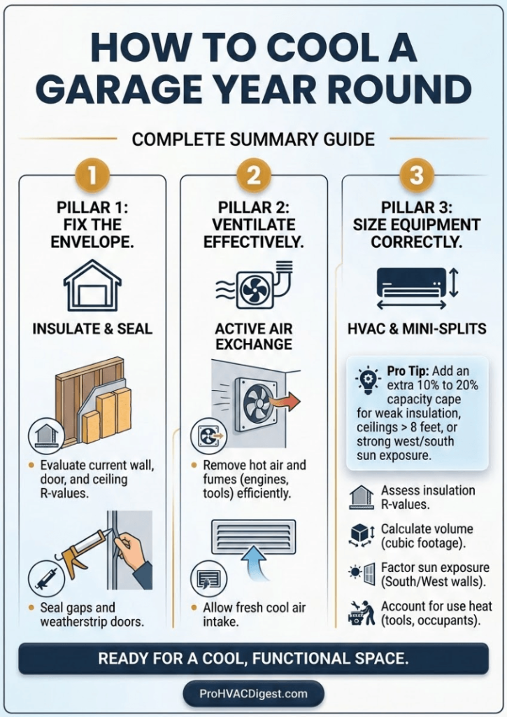 How to Cool a Garage Year Round 2 Infographic of How to Cool a Garage Year Round
